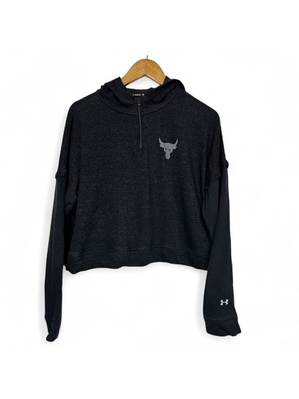 Under Armour Project Rock Warrior Mana Cropped Hoodie Black Medium